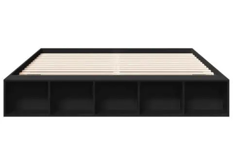 Cadru de pat negru 180x200 cm din lemn prelucrat - 4/5