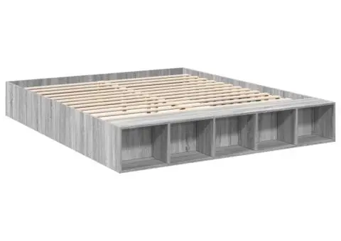 Cadru de pat, gri sonoma, 180x200 cm, lemn prelucrat - 3/5