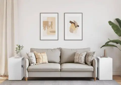 Masă laterală, 2 buc., alb, 50x30x50 cm, lemn prelucrat - 3/5