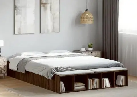 Cadru de pat, stejar maro, 150x200 cm, lemn prelucrat - 1/5