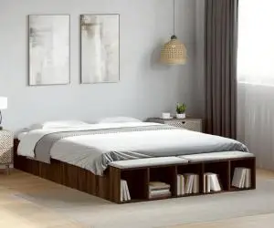 vidaXL Cadru de pat, stejar maro, 150x200 cm, lemn prelucrat