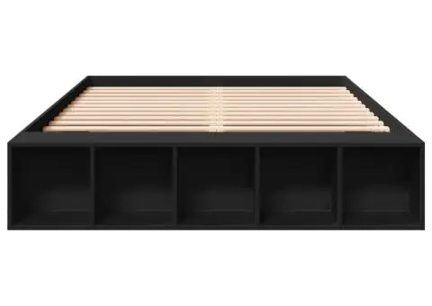 Cadru de pat, negru, 140x200 cm, lemn prelucrat - 4/5