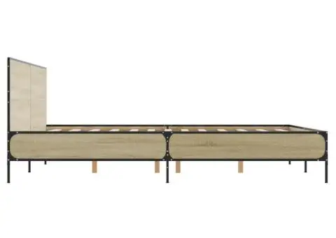 Cadru de pat, stejar sonoma, 160x200cm, lemn prelucrat și metal - 5/5