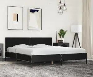 vidaXL Cadru de pat, negru, 200x200 cm, lemn prelucrat și metal