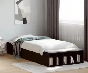 vidaXL Cadru de pat, negru, 75x190 cm, lemn prelucrat