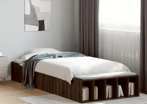 Cadru de pat, stejar maro, 90x200 cm, lemn prelucrat - 1/5