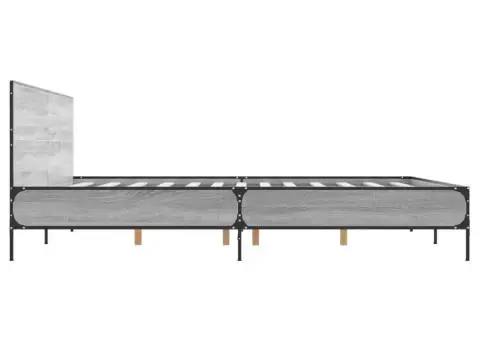 Cadru de pat, gri sonoma, 180x200 cm, lemn prelucrat și metal - 5/5