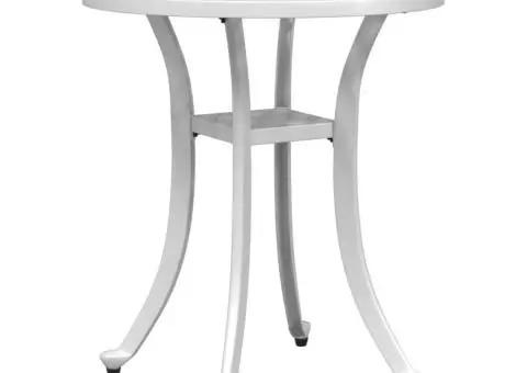 Masă de grădină, alb, Ø48x53 cm, aluminiu turnat - 4/5