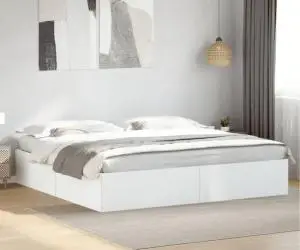 vidaXL Cadru de pat, alb, 200x200 cm, lemn prelucrat