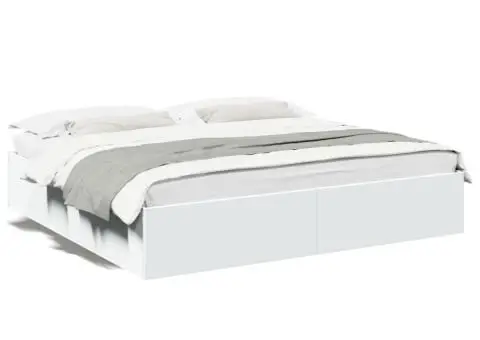 Cadru de pat, alb, 200x200 cm, lemn prelucrat - 2/5