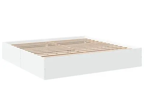 Cadru de pat, alb, 200x200 cm, lemn prelucrat - 3/5