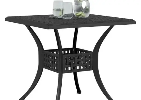 Masă de grădină, negru, 80x80x75 cm, aluminiu turnat - 4/5