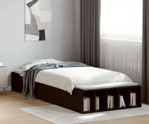 vidaXL Cadru de pat, negru, 100x200 cm, lemn prelucrat