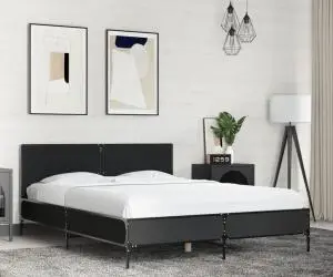 vidaXL Cadru de pat, negru, 140x200 cm, lemn prelucrat și metal