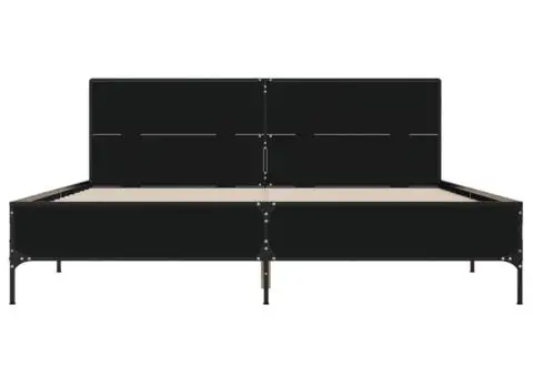 Cadru de pat, negru, 140x200 cm, lemn prelucrat și metal - 4/5