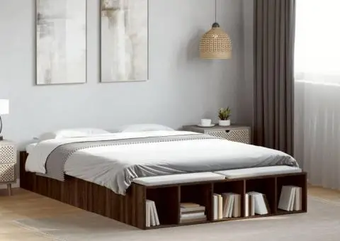 Cadru de pat, stejar maro, 120x190 cm, lemn prelucrat - 1/5