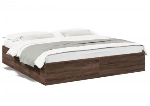 Cadru de pat, stejar maro, 200x200 cm, lemn prelucrat - 2/5