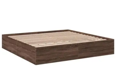 Cadru de pat, stejar maro, 200x200 cm, lemn prelucrat - 3/5