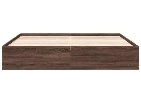 Cadru de pat, stejar maro, 200x200 cm, lemn prelucrat - 4/5