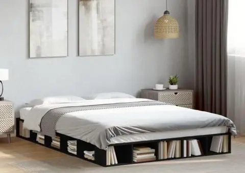 Cadru de pat, negru, 150x200 cm, lemn prelucrat - 1/5