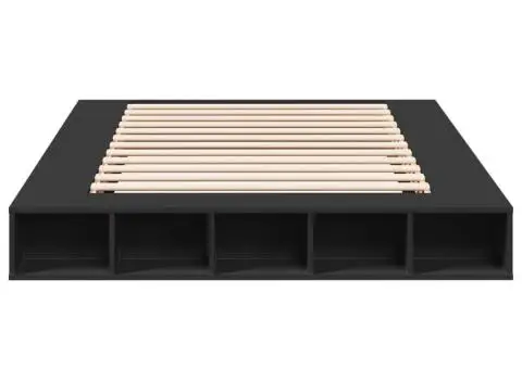 Cadru de pat, negru, 150x200 cm, lemn prelucrat - 4/5