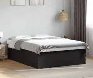 vidaXL Cadru de pat, negru, 160x200 cm, lemn prelucrat