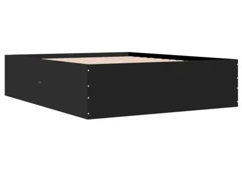 Cadru de pat, negru, 160x200 cm, lemn prelucrat - 3/5