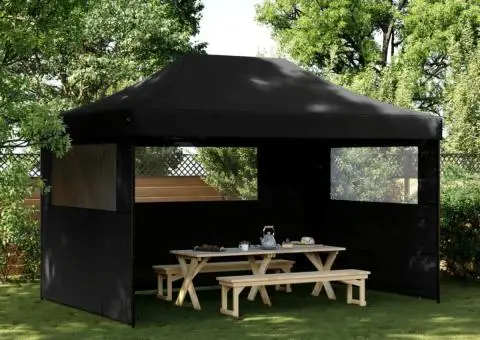 Cort pliabil pentru petreceri cu 3 pereți laterali, negru - 1/5