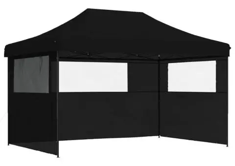 Cort pliabil pentru petreceri cu 3 pereți laterali, negru - 2/5