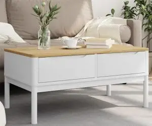 vidaXL Măsuță cafea "FLORO", alb, 99x55,5x45 cm lemn masiv pin