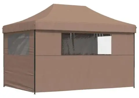Cort pliabil pentru petreceri cu 4 pereți laterali, maro - 5/5