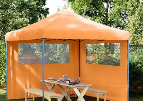 Cort pliabil pentru petreceri cu 2 pereți laterali, portocaliu - 1/5