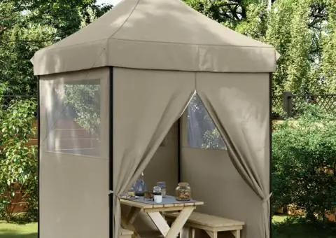Cort pliabil pentru petreceri cu 4 pereți laterali, gri taupe - 1/5