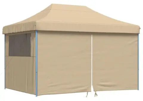 Cort pliabil pentru petreceri cu 4 pereți laterali, bej - 2/5