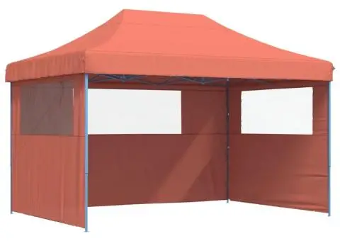 Cort pliabil pentru petreceri cu 3 pereți laterali, cărămiziu - 2/5