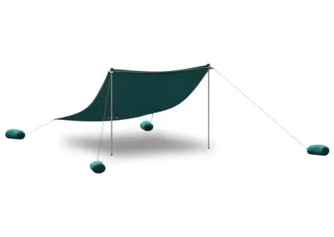 Baldachin de plajă cu ancore de nisip, verde, 304x300 cm - 3/5