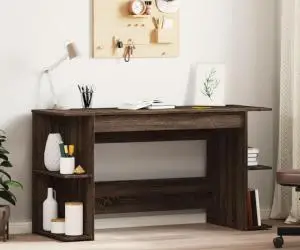 vidaXL Birou, stejar maro, 140x50x75 cm, lemn prelucrat
