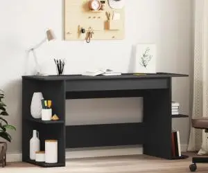 vidaXL Birou, negru, 140x50x75 cm, lemn prelucrat