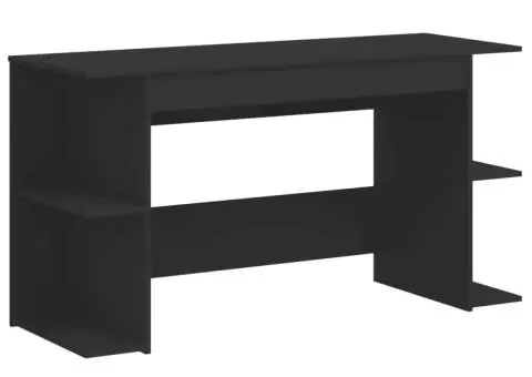 Birou, negru, 140x50x75 cm, lemn prelucrat - 2/5