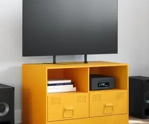 vidaXL Comodă TV, galben muștar, 67x39x44 cm, oțel