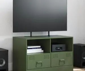 vidaXL Comodă TV, verde măsliniu, 67x39x44 cm, oțel
