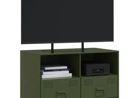Comodă TV, verde măsliniu, 67x39x44 cm, oțel - 4/5