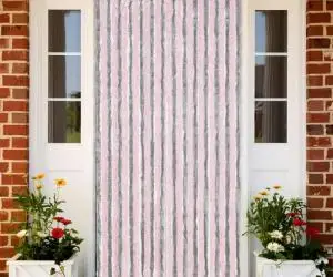 vidaXL Perdea pentru insecte gri argintiu și roz, 118x220 cm, chenille