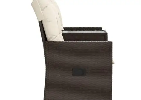 Canapea de grădină rabatabilă 2 locuri cu masă maro poliratan - 5/5