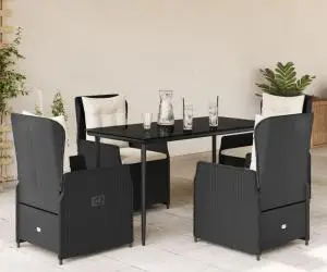 vidaXL Set mobilier de grădină cu perne, 5 piese, negru, poliratan