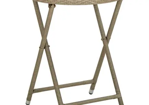 Set bistro cu perne, 3 piese, bej, poliratan și sticlă - 4/5