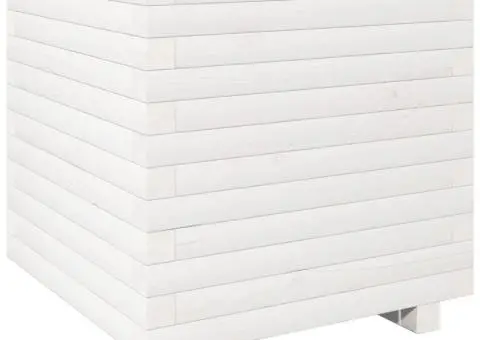 Jardinieră de grădină, alb, 50x50x49,5 cm, lemn masiv de pin - 2/5