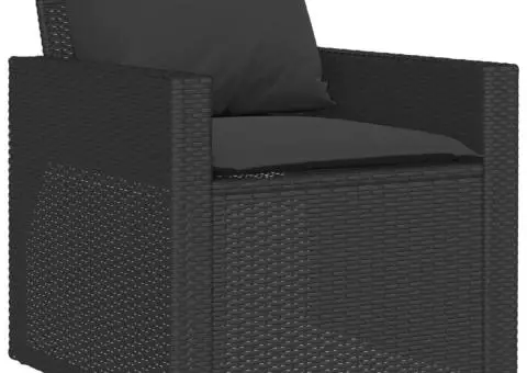 Set mobilier de grădină cu perne, 4 piese, negru, poliratan - 4/5