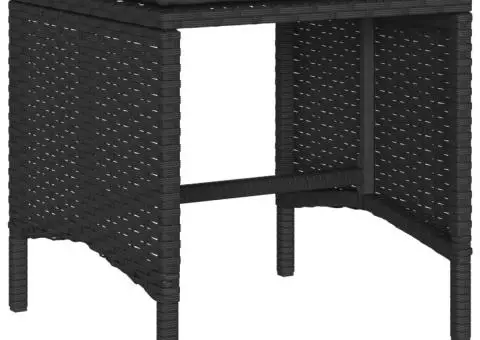 Set mobilier de grădină cu perne, 4 piese, negru, poliratan - 5/5