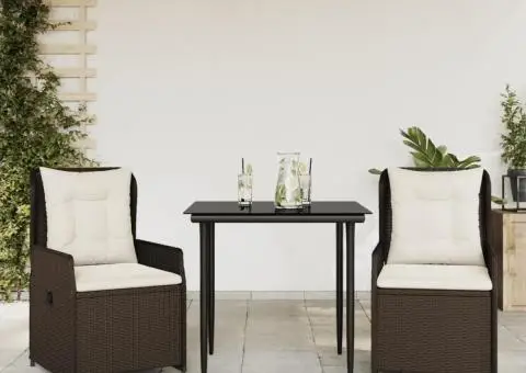 Set mobilier de grădină cu perne, 3 piese, maro, poliratan - 1/5